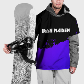 Накидка на куртку 3D с принтом Iron Maiden purple grunge в Екатеринбурге, 100% полиэстер |  | 