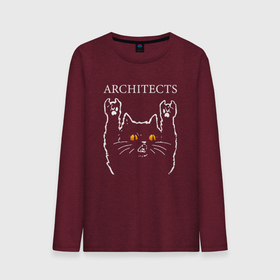 Мужской лонгслив хлопок с принтом Architects rock cat в Курске, 100% хлопок |  | 