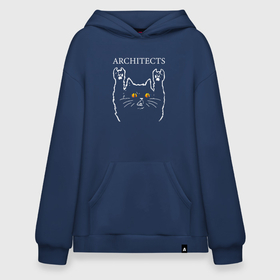 Худи SuperOversize хлопок с принтом Architects rock cat в Тюмени, 70% хлопок, 30% полиэстер, мягкий начес внутри | карман-кенгуру, эластичная резинка на манжетах и по нижней кромке, двухслойный капюшон
 | 