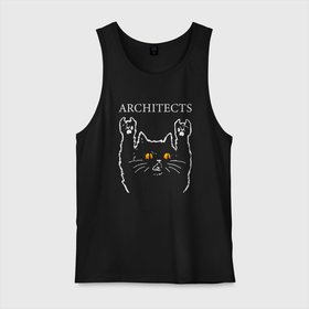 Мужская майка хлопок с принтом Architects rock cat , 100% хлопок |  | 