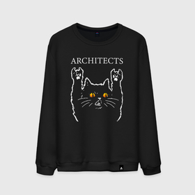 Мужской свитшот хлопок с принтом Architects rock cat в Тюмени, 100% хлопок |  | 