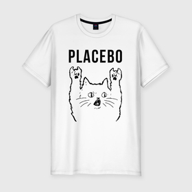 Мужская футболка хлопок Slim с принтом Placebo   rock cat в Новосибирске, 92% хлопок, 8% лайкра | приталенный силуэт, круглый вырез ворота, длина до линии бедра, короткий рукав | 