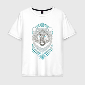 Мужская футболка хлопок Oversize с принтом Русский медведь   славянский символ , 100% хлопок | свободный крой, круглый ворот, “спинка” длиннее передней части | Тематика изображения на принте: 