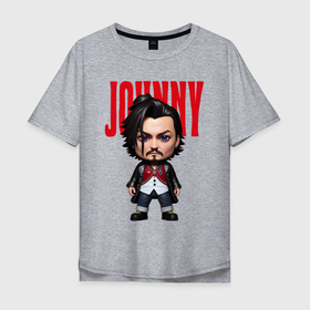 Мужская футболка хлопок Oversize с принтом Johnny Depp   cool dude   pop art в Белгороде, 100% хлопок | свободный крой, круглый ворот, “спинка” длиннее передней части | 