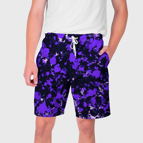 Мужские шорты 3D с принтом Пятнистый фиолетовый в Кировске,  полиэстер 100% | прямой крой, два кармана без застежек по бокам. Мягкая трикотажная резинка на поясе, внутри которой широкие завязки. Длина чуть выше колен | 