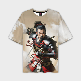 Мужская футболка oversize 3D с принтом Бегущий самурай в Петрозаводске,  |  | 