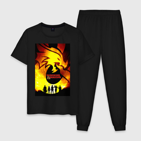 Мужская пижама хлопок с принтом Подземелья и драконы , 100% хлопок | брюки и футболка прямого кроя, без карманов, на брюках мягкая резинка на поясе и по низу штанин
 | 