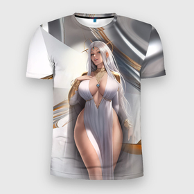 Мужская футболка 3D Slim с принтом Аниме девушка с аппетитными формами , 100% полиэстер с улучшенными характеристиками | приталенный силуэт, круглая горловина, широкие плечи, сужается к линии бедра | 