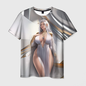 Мужская футболка 3D с принтом Аниме девушка с аппетитными формами в Петрозаводске, 100% полиэфир | прямой крой, круглый вырез горловины, длина до линии бедер | 