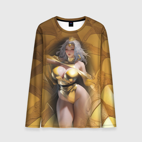 Мужской лонгслив 3D с принтом fantasy gold girl в Ухте, 100% полиэстер | длинные рукава, круглый вырез горловины, полуприлегающий силуэт | Тематика изображения на принте: 