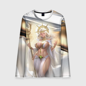 Мужской лонгслив 3D с принтом Fantasy girl  gold в Ухте, 100% полиэстер | длинные рукава, круглый вырез горловины, полуприлегающий силуэт | Тематика изображения на принте: 