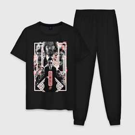 Мужская пижама хлопок с принтом John Wick Chapter four poster , 100% хлопок | брюки и футболка прямого кроя, без карманов, на брюках мягкая резинка на поясе и по низу штанин
 | 