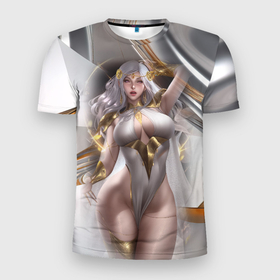 Мужская футболка 3D Slim с принтом Аниме девушка  с аппетитными формами в Петрозаводске, 100% полиэстер с улучшенными характеристиками | приталенный силуэт, круглая горловина, широкие плечи, сужается к линии бедра | 