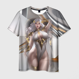 Мужская футболка 3D с принтом Аниме девушка  с аппетитными формами , 100% полиэфир | прямой крой, круглый вырез горловины, длина до линии бедер | 