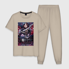 Мужская пижама хлопок с принтом Honkai Star Rail за стеклом , 100% хлопок | брюки и футболка прямого кроя, без карманов, на брюках мягкая резинка на поясе и по низу штанин
 | Тематика изображения на принте: 