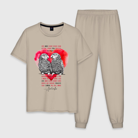 Мужская пижама хлопок с принтом Любовь Love Amore в Кировске, 100% хлопок | брюки и футболка прямого кроя, без карманов, на брюках мягкая резинка на поясе и по низу штанин
 | 