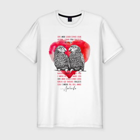Мужская футболка хлопок Slim с принтом Любовь Love Amore в Петрозаводске, 92% хлопок, 8% лайкра | приталенный силуэт, круглый вырез ворота, длина до линии бедра, короткий рукав | Тематика изображения на принте: 