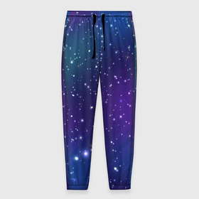Мужские брюки 3D с принтом Фиолетовая розовая звездная туманность в космосе в Кировске, 100% полиэстер | манжеты по низу, эластичный пояс регулируется шнурком, по бокам два кармана без застежек, внутренняя часть кармана из мелкой сетки | 