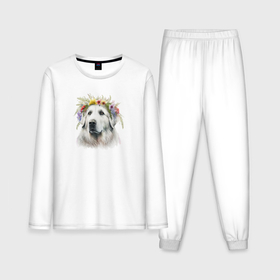 Мужская пижама с лонгсливом хлопок с принтом Весна в душе: пиренейская горная собака ,  |  | 