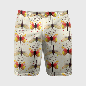 Мужские шорты спортивные с принтом Стрекозы и бабочки в Белгороде,  |  | Тематика изображения на принте: 
