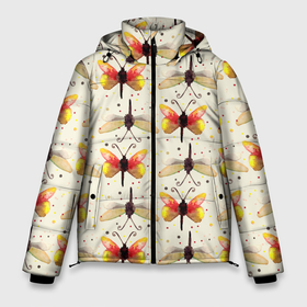 Мужская зимняя куртка 3D с принтом Стрекозы и бабочки в Белгороде, верх — 100% полиэстер; подкладка — 100% полиэстер; утеплитель — 100% полиэстер | длина ниже бедра, свободный силуэт Оверсайз. Есть воротник-стойка, отстегивающийся капюшон и ветрозащитная планка. 

Боковые карманы с листочкой на кнопках и внутренний карман на молнии. | 