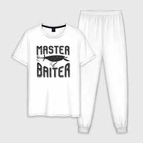 Мужская пижама хлопок с принтом Мастер приманки в Кировске, 100% хлопок | брюки и футболка прямого кроя, без карманов, на брюках мягкая резинка на поясе и по низу штанин
 | 