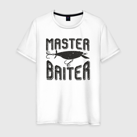 Мужская футболка хлопок с принтом Мастер приманки в Екатеринбурге, 100% хлопок | прямой крой, круглый вырез горловины, длина до линии бедер, слегка спущенное плечо. | 