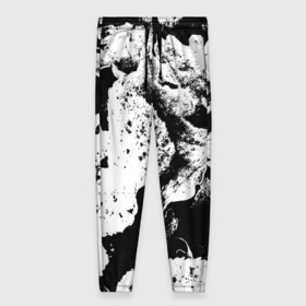 Женские брюки 3D с принтом Листья черно белое в Екатеринбурге, полиэстер 100% | прямой крой, два кармана без застежек по бокам, с мягкой трикотажной резинкой на поясе и по низу штанин. В поясе для дополнительного комфорта — широкие завязки | 
