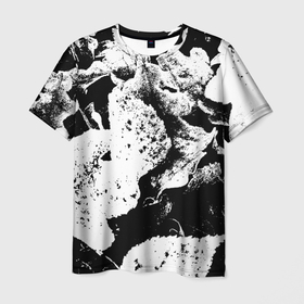 Мужская футболка 3D с принтом Листья черно белое в Белгороде, 100% полиэфир | прямой крой, круглый вырез горловины, длина до линии бедер | 