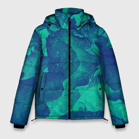Мужская зимняя куртка 3D с принтом Листья сине зелёный в Кировске, верх — 100% полиэстер; подкладка — 100% полиэстер; утеплитель — 100% полиэстер | длина ниже бедра, свободный силуэт Оверсайз. Есть воротник-стойка, отстегивающийся капюшон и ветрозащитная планка. 

Боковые карманы с листочкой на кнопках и внутренний карман на молнии. | 