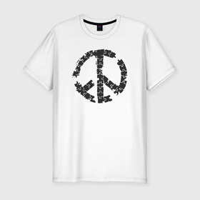 Мужская футболка хлопок Slim с принтом Puzzle peace в Новосибирске, 92% хлопок, 8% лайкра | приталенный силуэт, круглый вырез ворота, длина до линии бедра, короткий рукав | 
