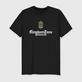Мужская футболка хлопок Slim с принтом Kingdom come deliverance logo , 92% хлопок, 8% лайкра | приталенный силуэт, круглый вырез ворота, длина до линии бедра, короткий рукав | Тематика изображения на принте: 