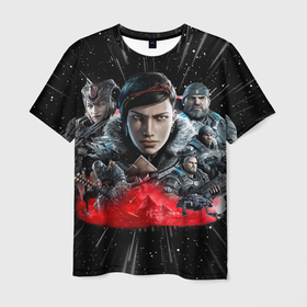 Мужская футболка 3D с принтом Gears of War game в Кировске, 100% полиэфир | прямой крой, круглый вырез горловины, длина до линии бедер | 