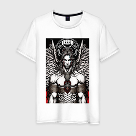 Мужская футболка хлопок с принтом Дьявольский ангел в Белгороде, 100% хлопок | прямой крой, круглый вырез горловины, длина до линии бедер, слегка спущенное плечо. | Тематика изображения на принте: 