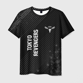 Мужская футболка 3D с принтом Tokyo Revengers glitch на темном фоне: надпись, символ в Белгороде, 100% полиэфир | прямой крой, круглый вырез горловины, длина до линии бедер | Тематика изображения на принте: 
