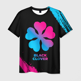 Мужская футболка 3D с принтом Black Clover   neon gradient в Кировске, 100% полиэфир | прямой крой, круглый вырез горловины, длина до линии бедер | Тематика изображения на принте: 