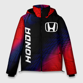 Мужская зимняя куртка 3D с принтом Honda красный карбон в Екатеринбурге, верх — 100% полиэстер; подкладка — 100% полиэстер; утеплитель — 100% полиэстер | длина ниже бедра, свободный силуэт Оверсайз. Есть воротник-стойка, отстегивающийся капюшон и ветрозащитная планка. 

Боковые карманы с листочкой на кнопках и внутренний карман на молнии. | 