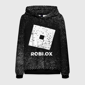 Мужская толстовка 3D с принтом Roblox с потертостями на темном фоне в городе Новоалтайск, 100% полиэстер | двухслойный капюшон со шнурком для регулировки, мягкие манжеты на рукавах и по низу толстовки, спереди карман-кенгуру с мягким внутренним слоем. | 