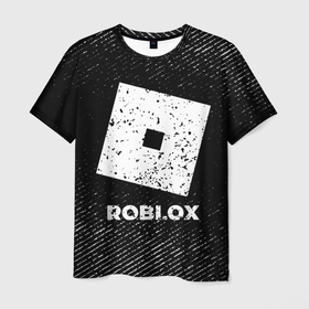 Мужская футболка 3D с принтом Roblox с потертостями на темном фоне в городе Новоалтайск, 100% полиэфир | прямой крой, круглый вырез горловины, длина до линии бедер | Тематика изображения на принте: 