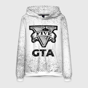 Мужская толстовка 3D с принтом GTA с потертостями на светлом фоне в городе Новоалтайск, 100% полиэстер | двухслойный капюшон со шнурком для регулировки, мягкие манжеты на рукавах и по низу толстовки, спереди карман-кенгуру с мягким внутренним слоем. | 