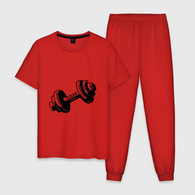 Мужская пижама хлопок с принтом Гантеля трафарет в Белгороде, 100% хлопок | брюки и футболка прямого кроя, без карманов, на брюках мягкая резинка на поясе и по низу штанин
 | 