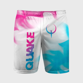 Мужские шорты спортивные с принтом Quake neon gradient style: надпись, символ в Тюмени,  |  | 