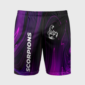 Мужские шорты спортивные с принтом Scorpions violet plasma в Белгороде,  |  | 