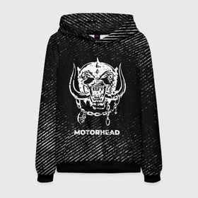 Мужская толстовка 3D с принтом Motorhead с потертостями на темном фоне в городе Новоалтайск, 100% полиэстер | двухслойный капюшон со шнурком для регулировки, мягкие манжеты на рукавах и по низу толстовки, спереди карман-кенгуру с мягким внутренним слоем. | 