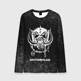 Мужской лонгслив 3D с принтом Motorhead с потертостями на темном фоне в городе Новоалтайск, 100% полиэстер | длинные рукава, круглый вырез горловины, полуприлегающий силуэт | 