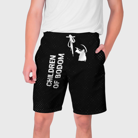 Мужские шорты 3D с принтом Children of Bodom glitch на темном фоне: надпись, символ в Белгороде,  полиэстер 100% | прямой крой, два кармана без застежек по бокам. Мягкая трикотажная резинка на поясе, внутри которой широкие завязки. Длина чуть выше колен | 