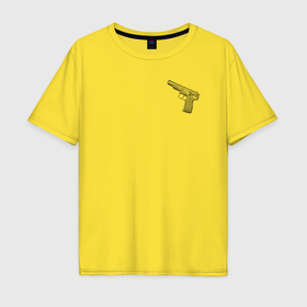 Мужская футболка хлопок Oversize с принтом Чертёж АПС Автоматический Пистолет Стечкина в Санкт-Петербурге, 100% хлопок | свободный крой, круглый ворот, “спинка” длиннее передней части | 