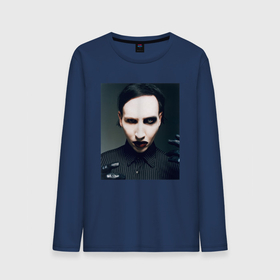 Мужской лонгслив хлопок с принтом Marilyn Manson фотопортрет , 100% хлопок |  | 