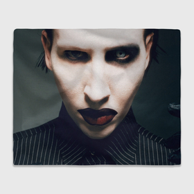 Плед 3D с принтом Marilyn Manson фотопортрет в Белгороде, 100% полиэстер | закругленные углы, все края обработаны. Ткань не мнется и не растягивается | 