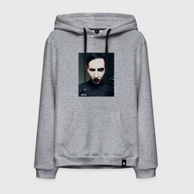 Мужская толстовка хлопок с принтом Marilyn Manson фотопортрет в Белгороде, френч-терри, мягкий теплый начес внутри (100% хлопок) | карман-кенгуру, эластичные манжеты и нижняя кромка, капюшон с подкладом и шнурком | 